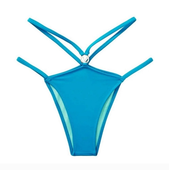 Victoria secret-2PC Teal & Gold Strappy Bikini Swim Set-38C/XL - Picture 3 of 7